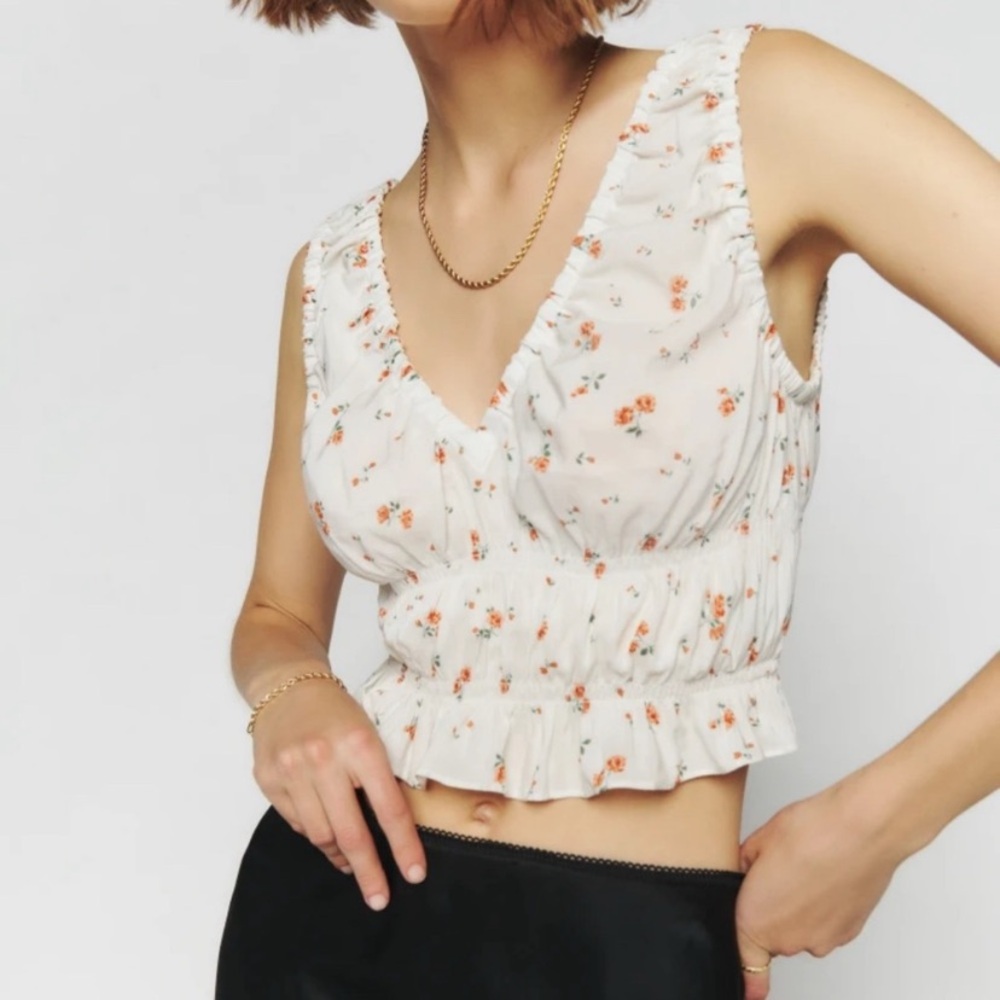 Reformation Floral Cream Tank Top